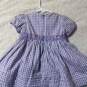 Place Purple Checkered Dress with Floral Accent